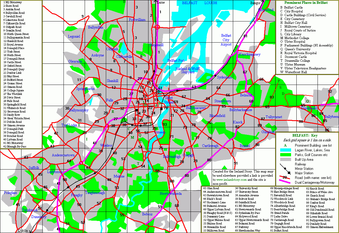City Of Belfast - Industry, Tourism, Religious Segregation, Map with City Map of Belfast Northern Ireland