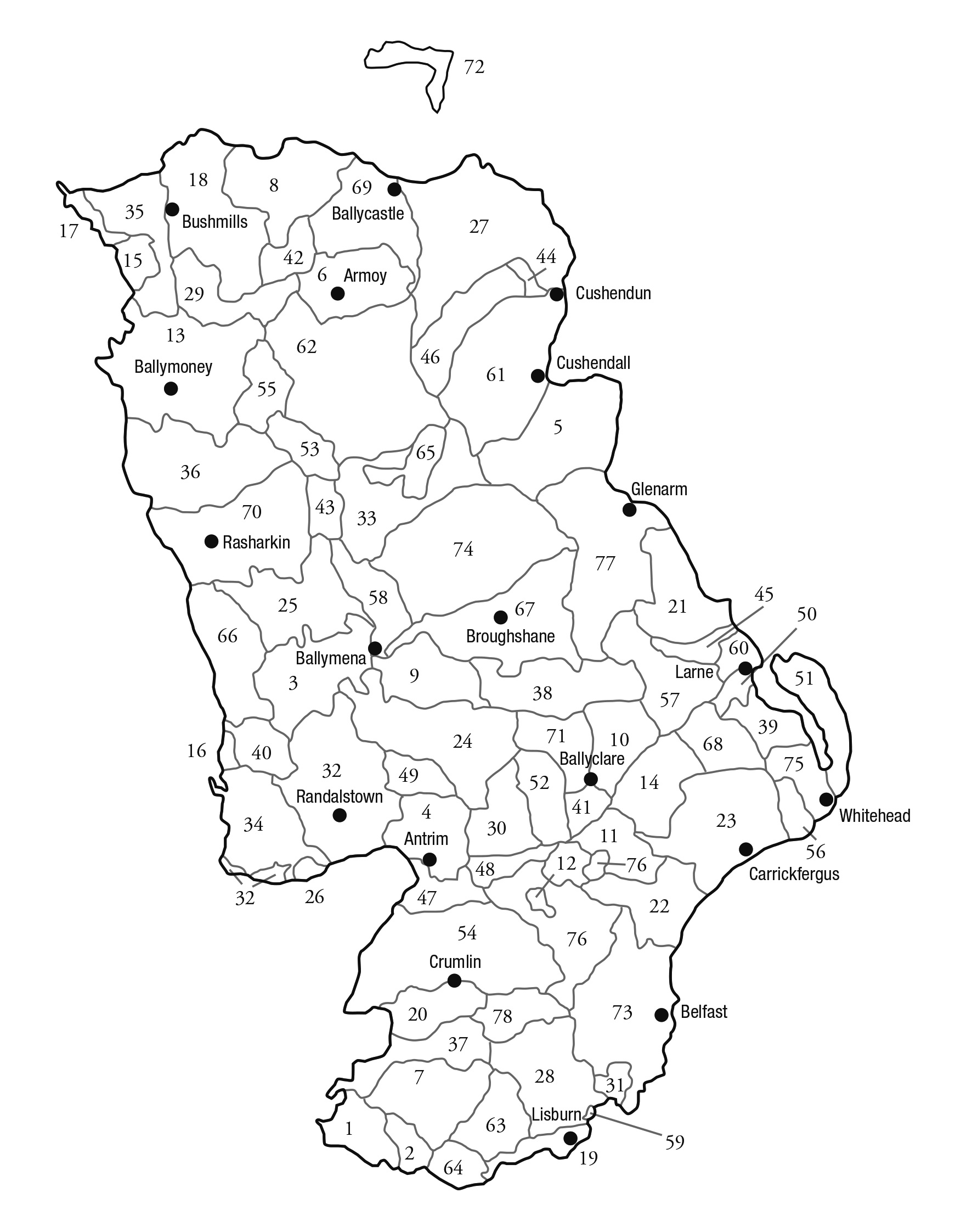 Civil Parish County Antrim | Ulster Historical Foundation within Map Of Co Antrim Northern Ireland
