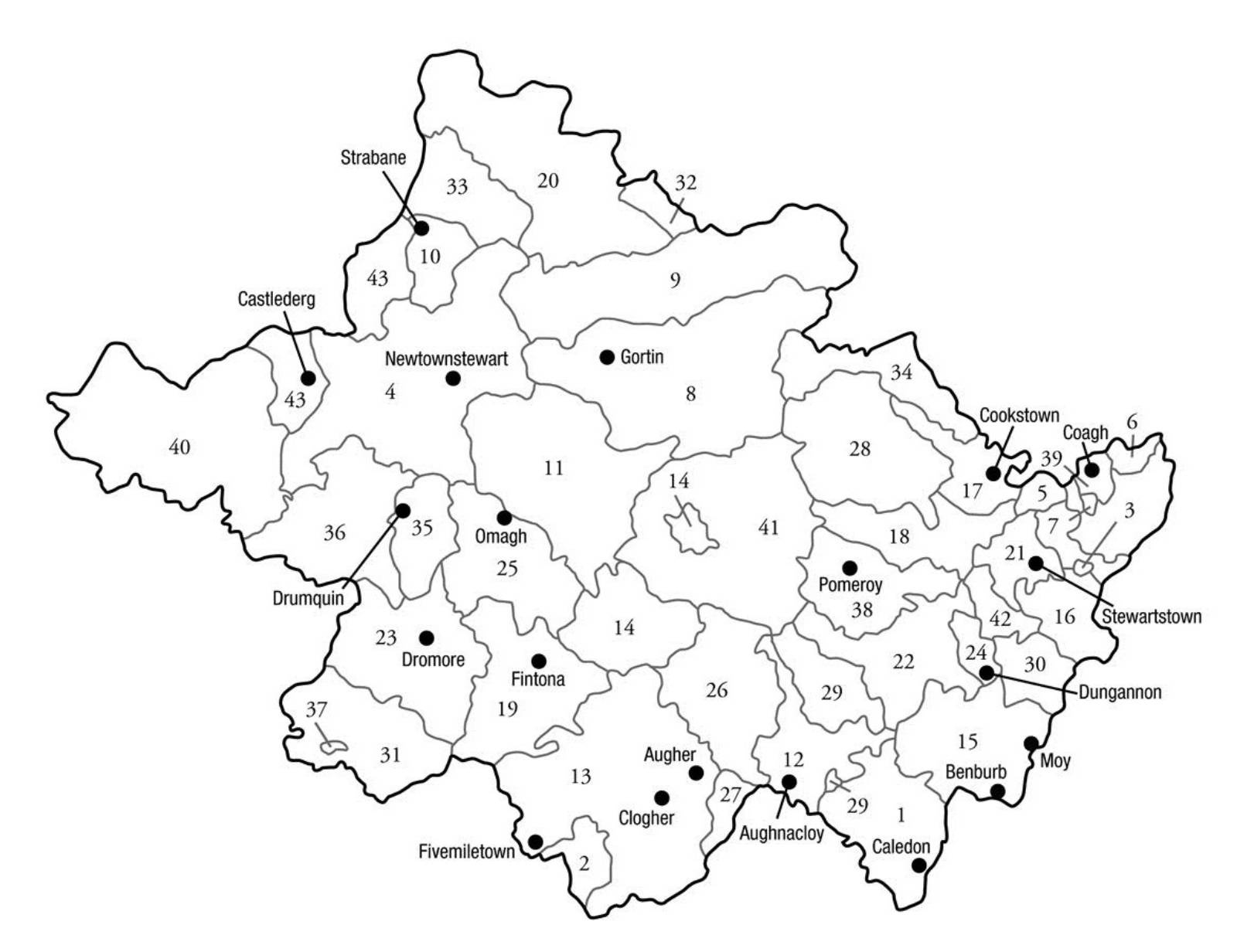 Civil Parish Map - County Tyrone | Ulster Historical Foundation inside Map Of County Tyrone Northern Ireland