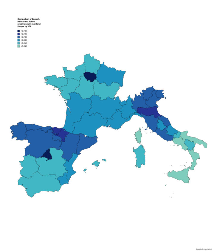 Map of France Italy and Spain