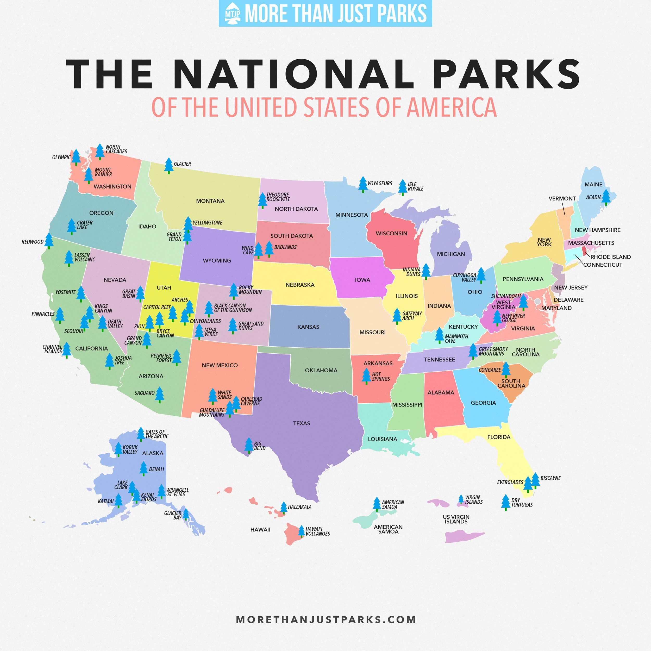Complete National Parks List 2024 (+ Printable Map) intended for Free Printable Map Of Us National Parks