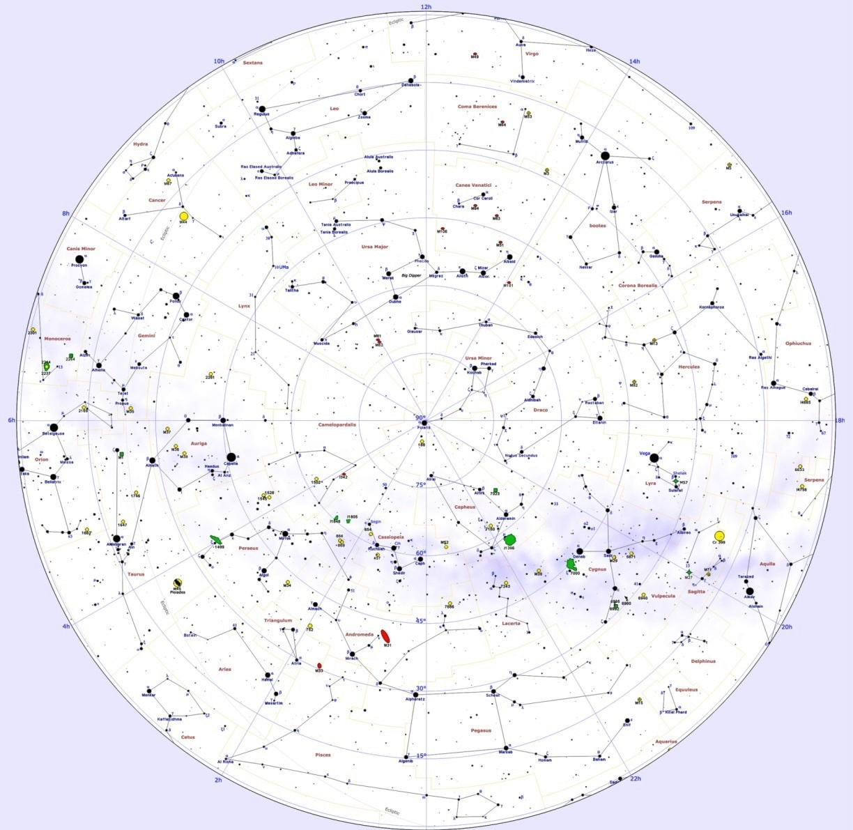 Constellation Map – Constellation Guide throughout Printable Northern Hemisphere Constellation Map