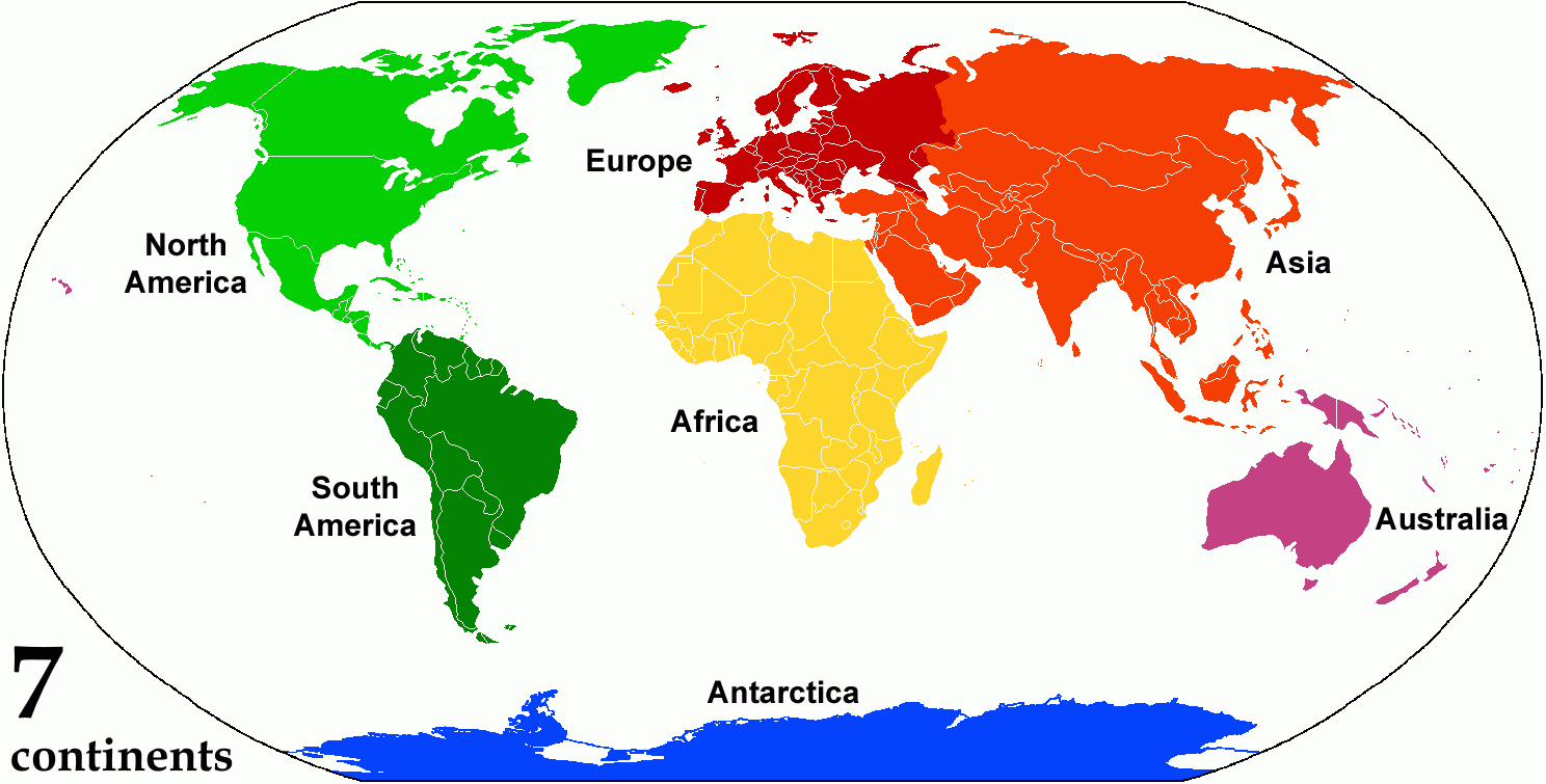 Continent - Wikipedia with regard to Asia Africa North and South America Map