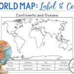 Continents And Oceans | Color And Label Blank World Map Throughout Printable Map With Continents And Oceans