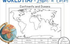 Continents And Oceans | Color And Label Blank World Map within Blank Map of Continents and Oceans Printable