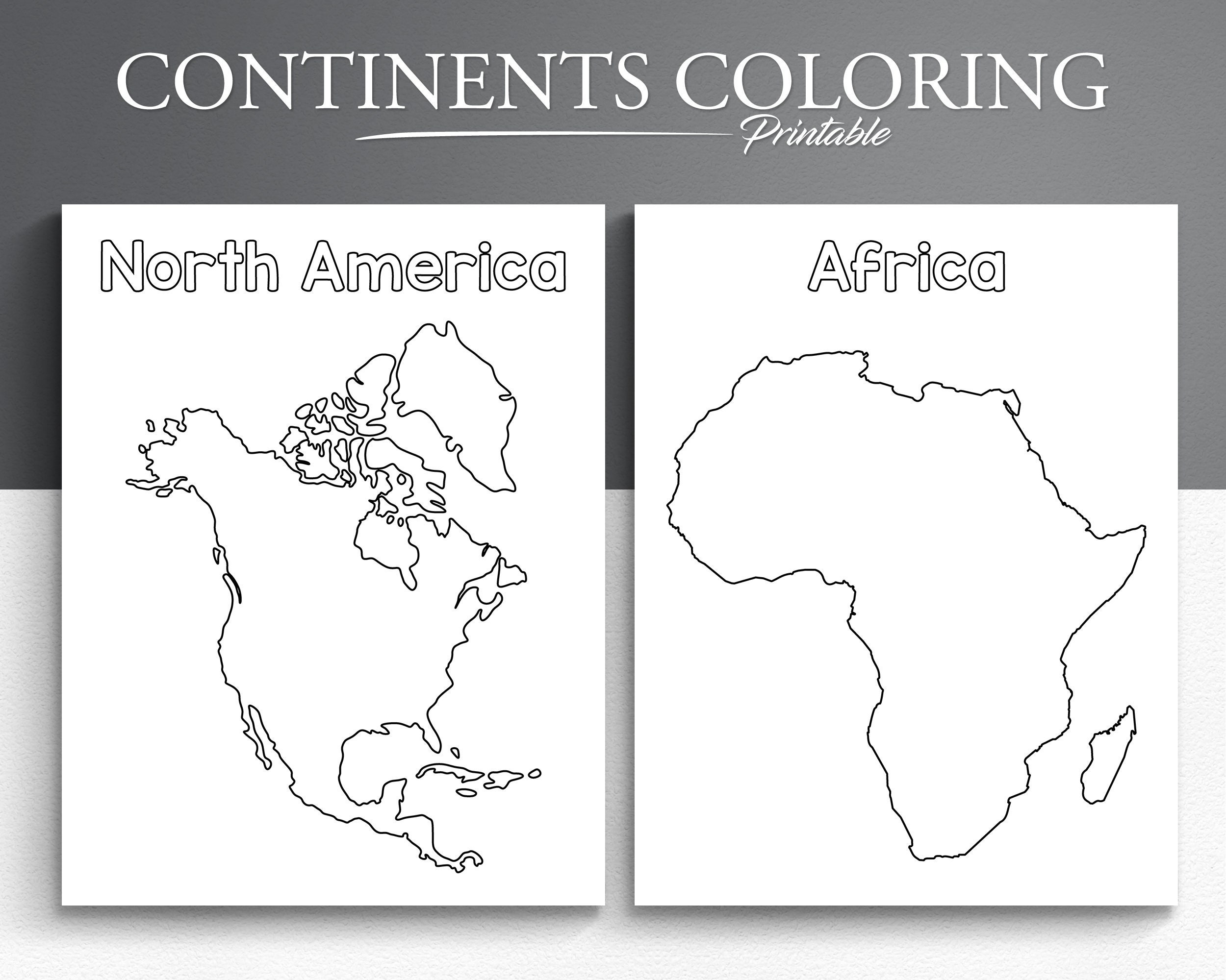 Continents Printable - Etsy.de pertaining to Blackline Masters World Map Continent Printable