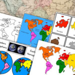 Continents: World Map 3 Part Cards Blackline Master   Montessori Pertaining To Blackline Masters World Map Continent Printable