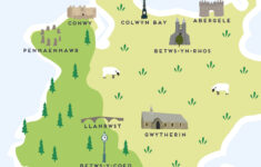 Conwy Map – Illustrated Map Of Conwy Print / Travel Gifts / Gifts with Llandudno And Conwy Map Of England