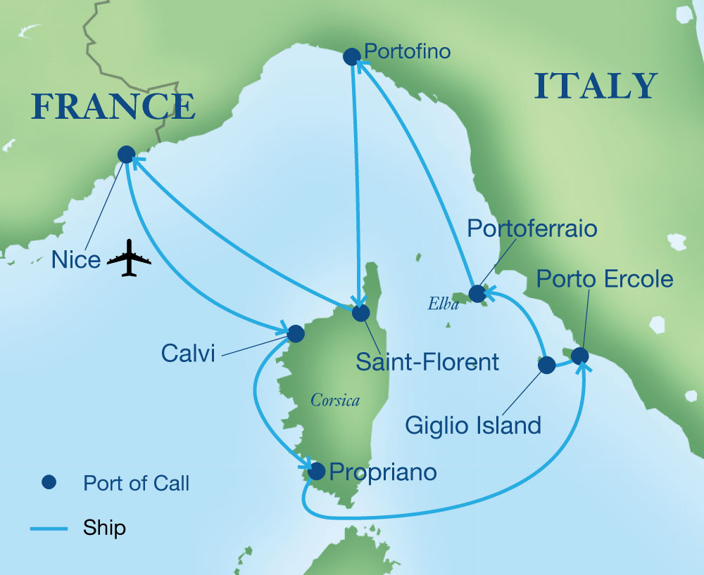Corsica And The Tuscan Archipelagosea | Smithsonian Journeys for Map of France Italy and Corsica