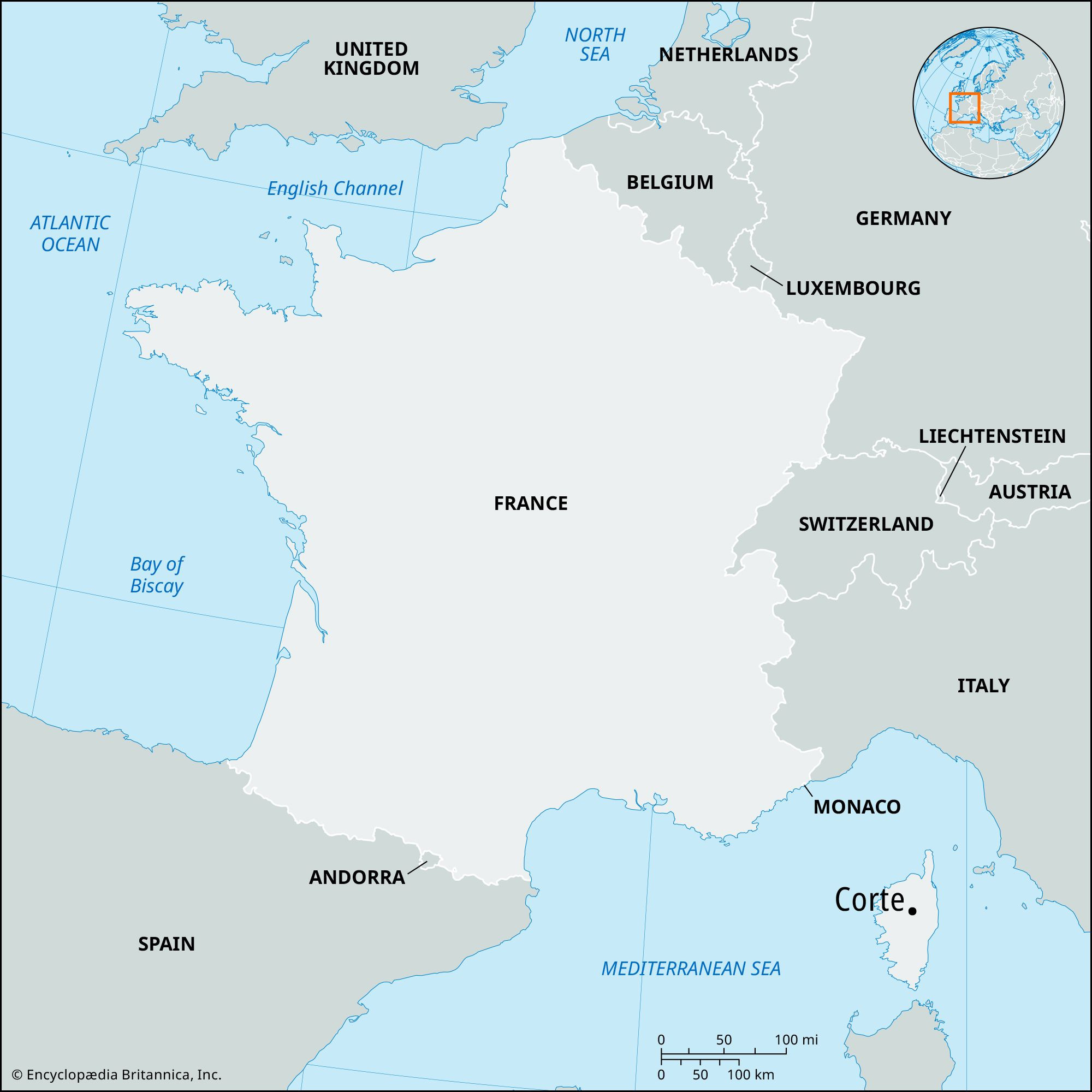 Corte | France, Map, &amp;amp; History | Britannica in Map of France Italy and Corsica