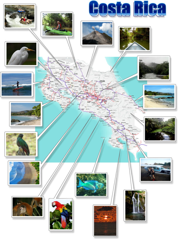 Free Printable Map of Costa Rica