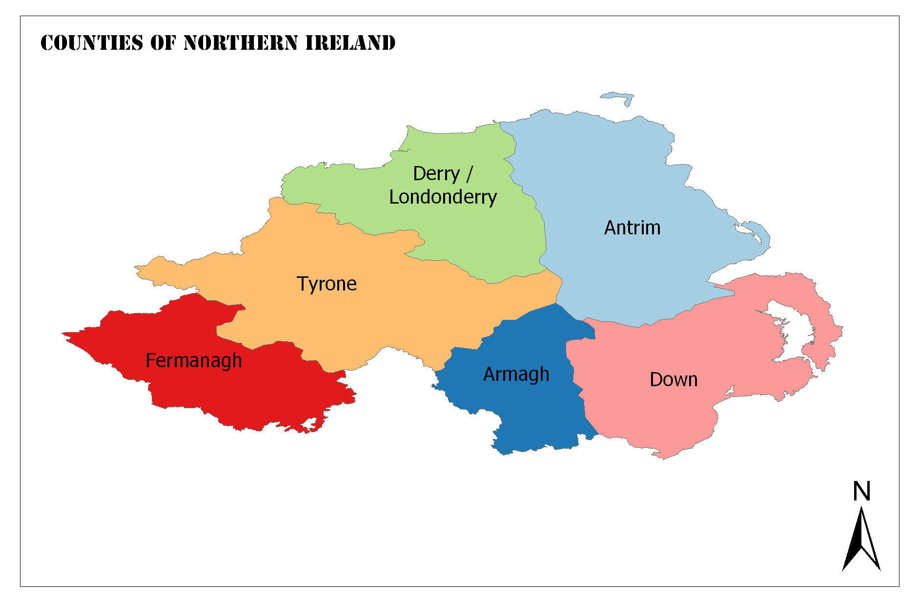 Counties Of Northern Ireland | Mappr in Map of Counties Northern Ireland