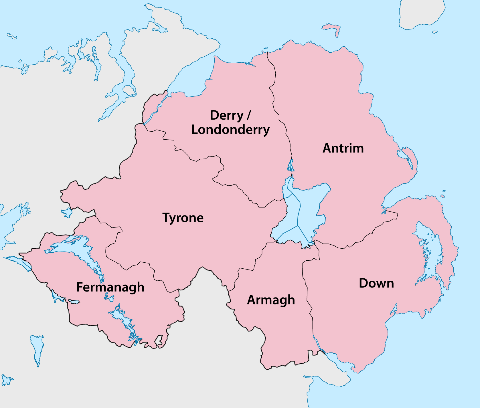 Counties Of Northern Ireland - Wikipedia in Map of County Tyrone Northern Ireland
