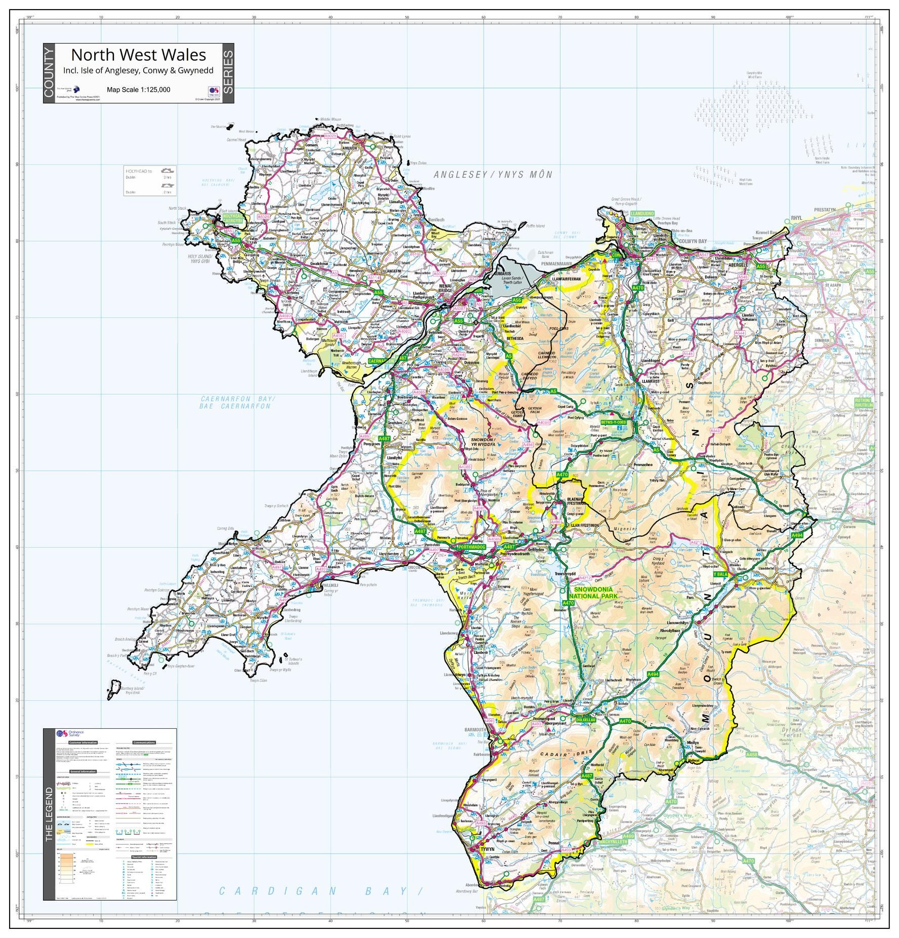 County Map Of North West Wales | Stanfords with Map of Llandudno North Wales