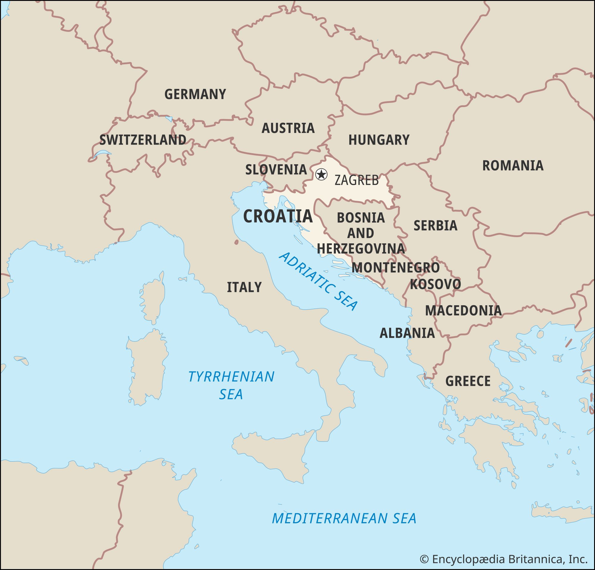 Croatia | Facts, Geography, Maps, &amp;amp; History | Britannica in Map Of Europe Italy And Croatia