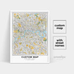 Custom Map Print, Street Names Custom Print, Custom Street Map For Printable Map With Street Names