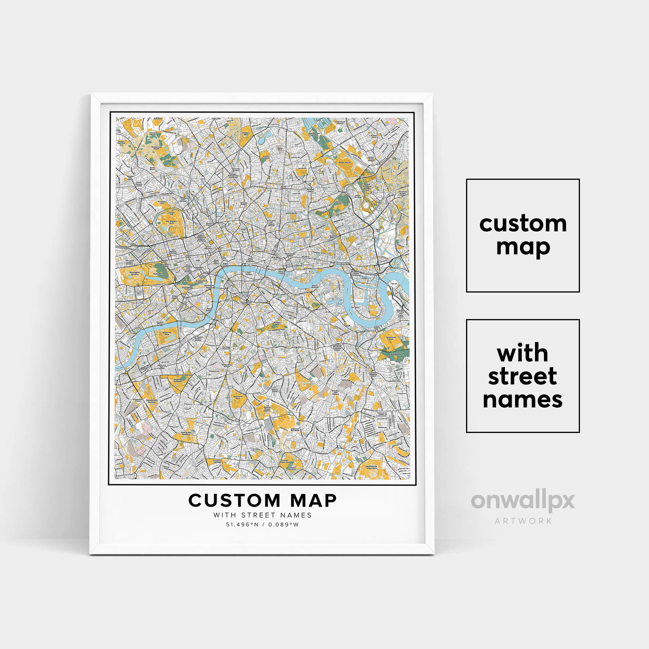 Custom Map Print, Street Names Custom Print, Custom Street Map for Printable Map with Street Names