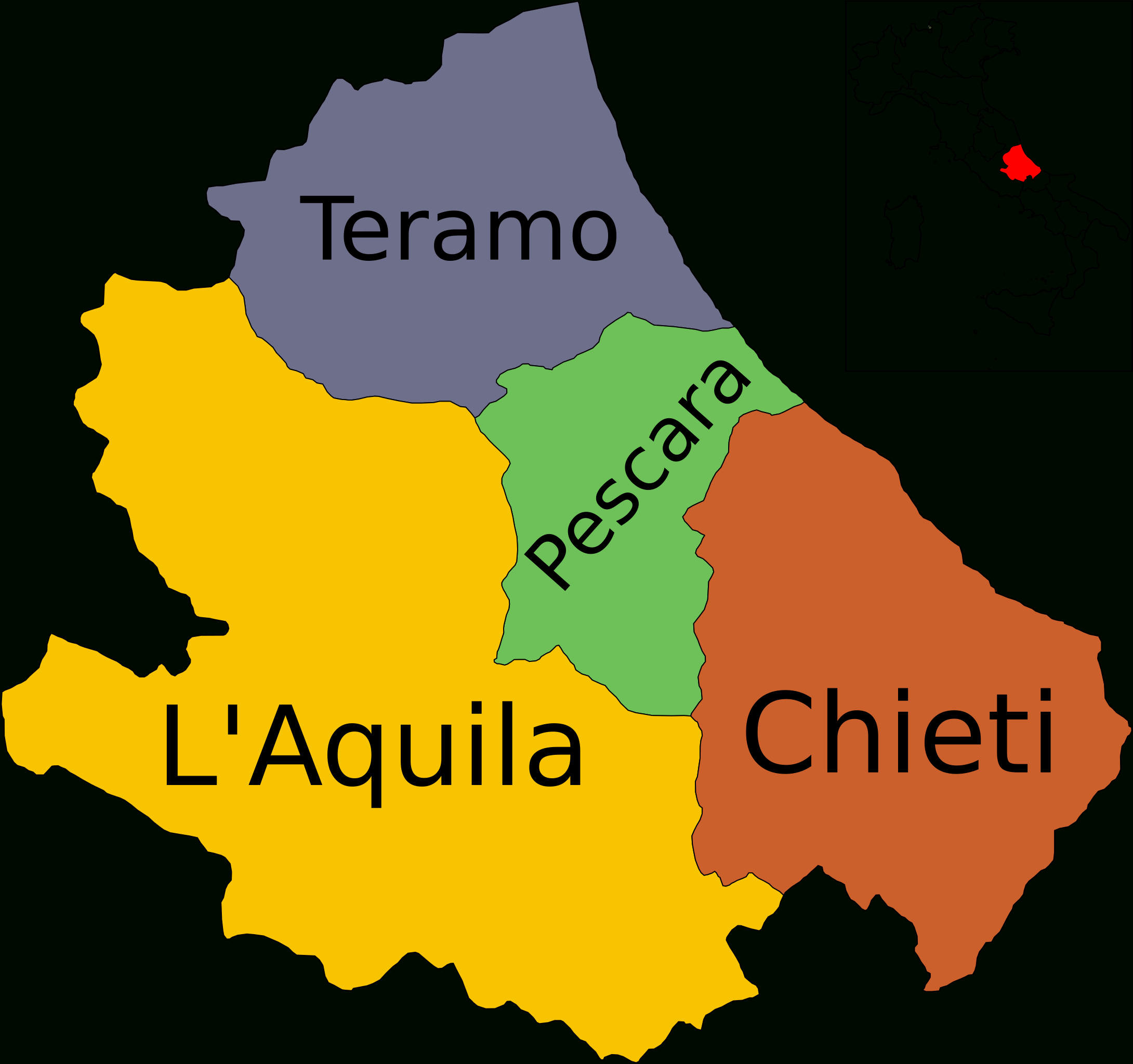Datei:map Of Region Of Abruzzo, Italy, With Provinces-It.svg within Map Of Italy Abruzzo Region
