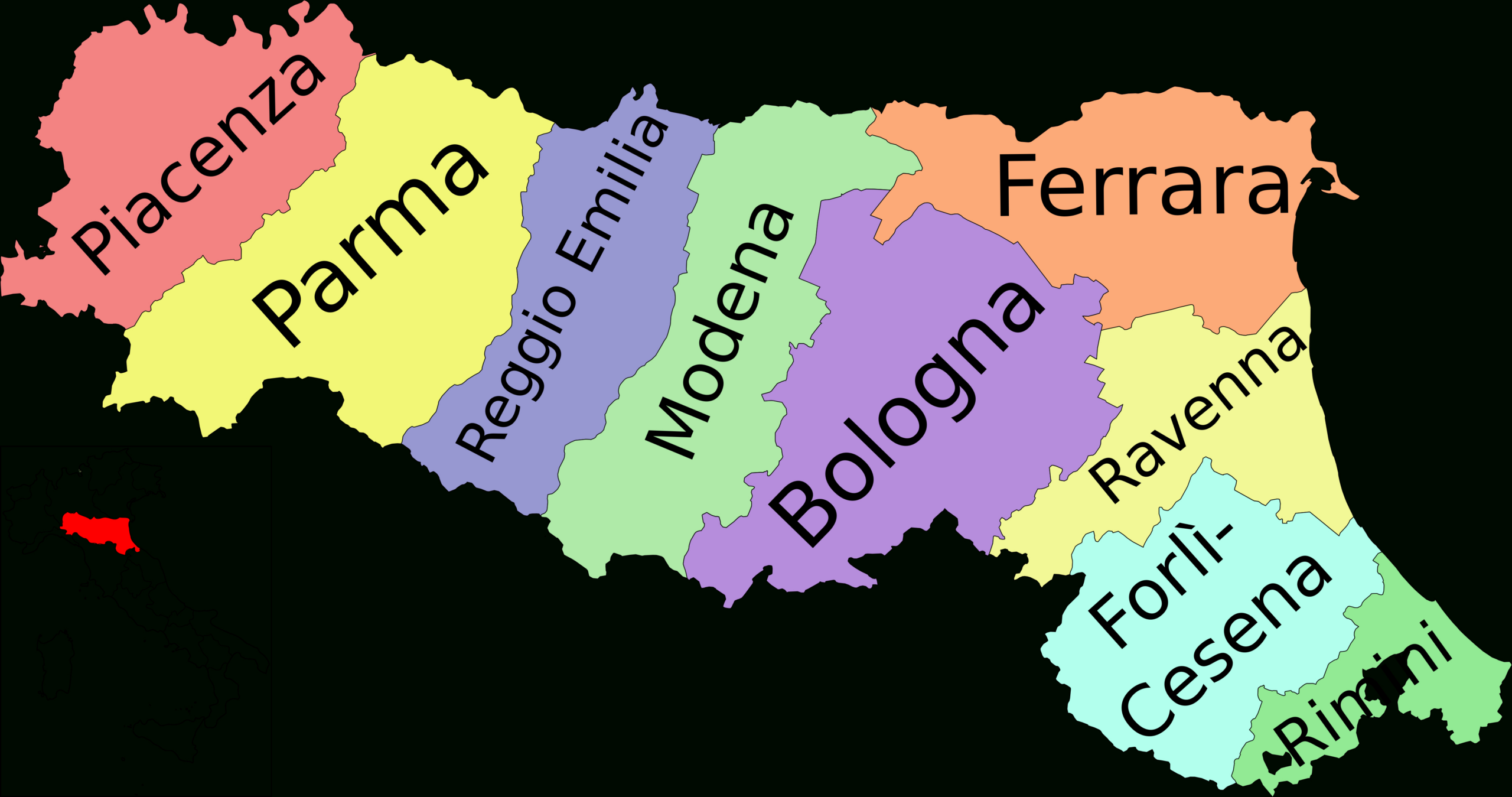Datei:map Of Region Of Emilia-Romagna, Italy, With Provinces-It with regard to Map of Emilia Romagna Region of Italy