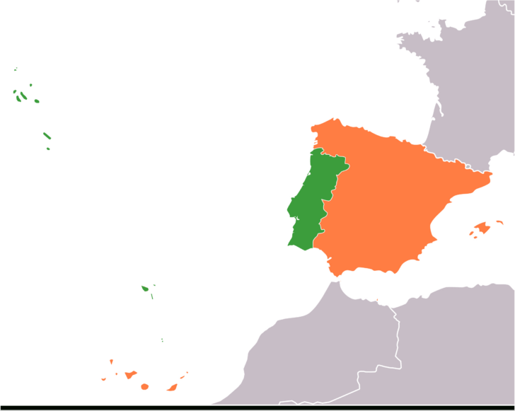 Map of Spain and Portugal Border