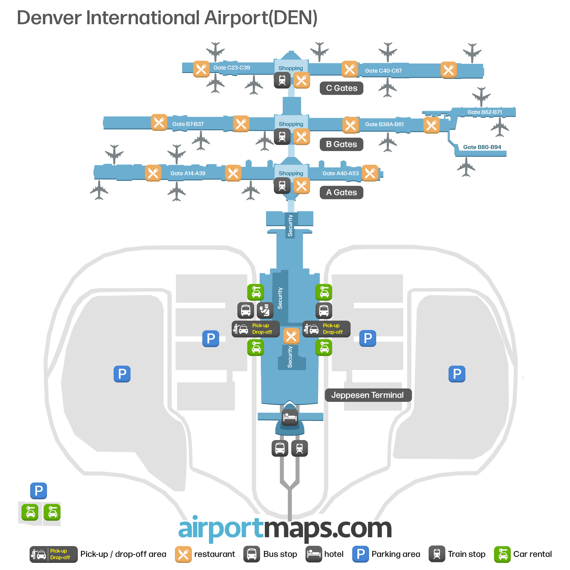 Denver International Airport Map – Terminals And Gates regarding Detailed Printable Map of Denver International Airport
