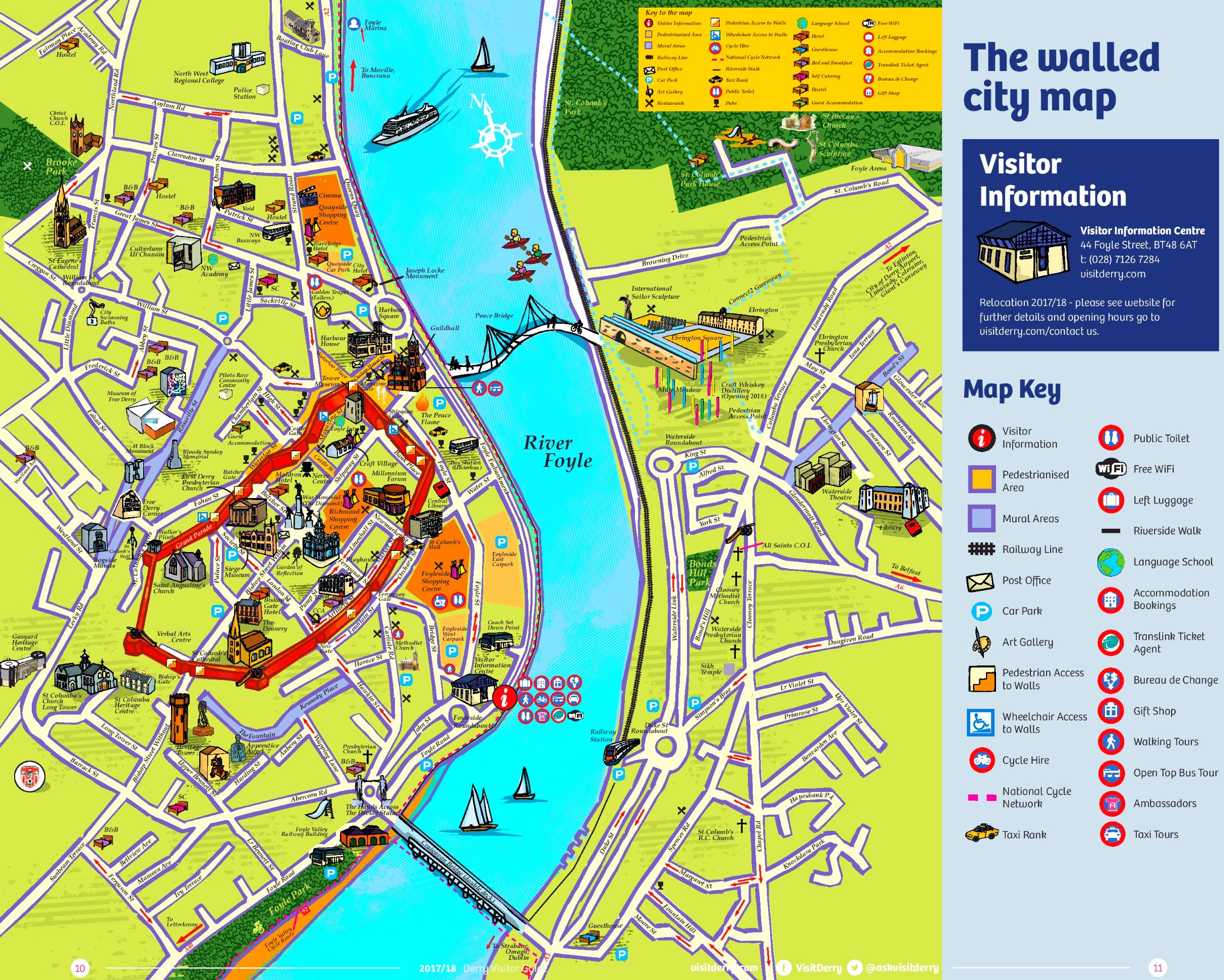 Derry Tourist Map - Ontheworldmap with Map Of Derry City Northern Ireland