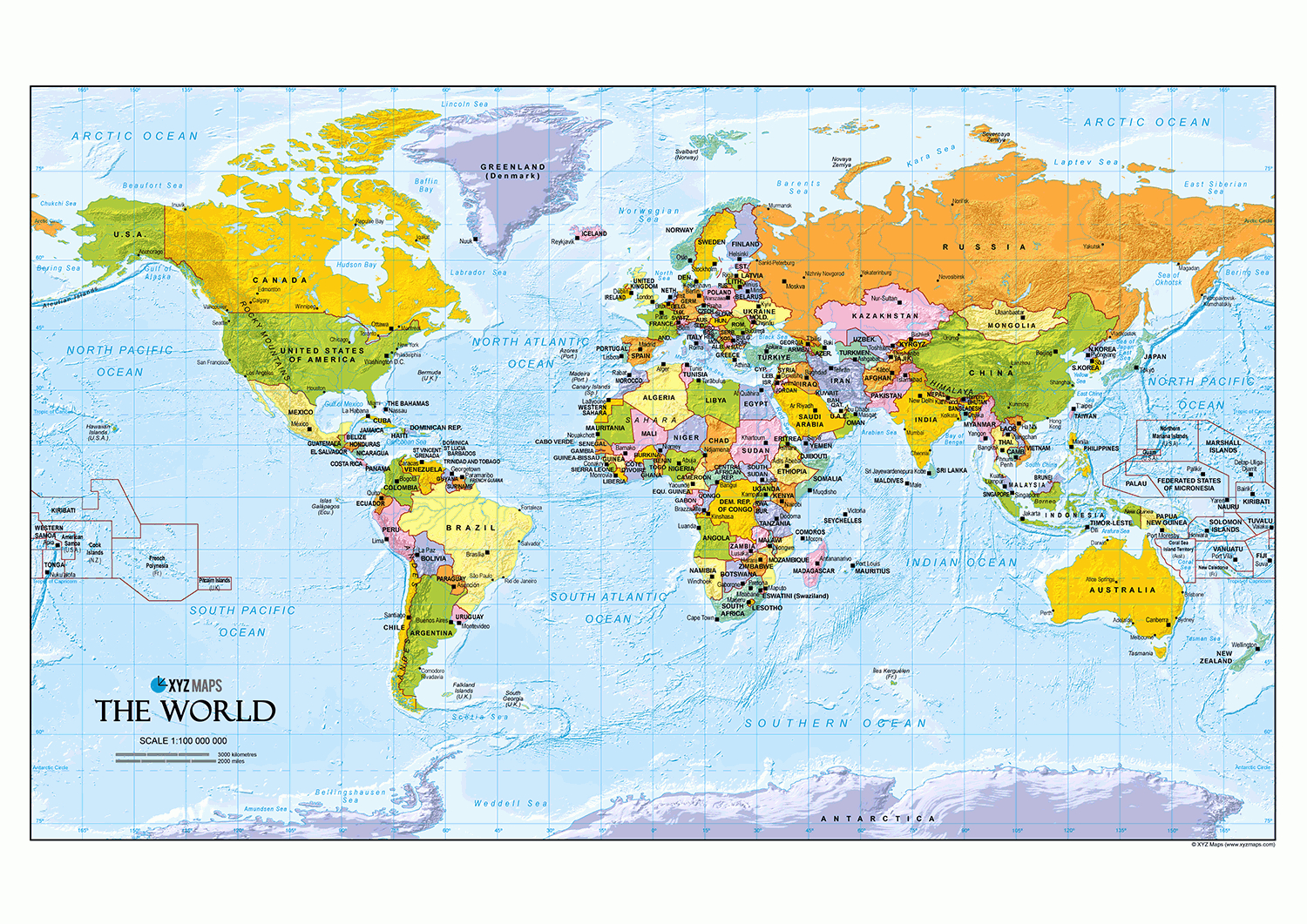 Desktop Size World Map : Xyz Maps pertaining to World Map To Print On A3 Paper