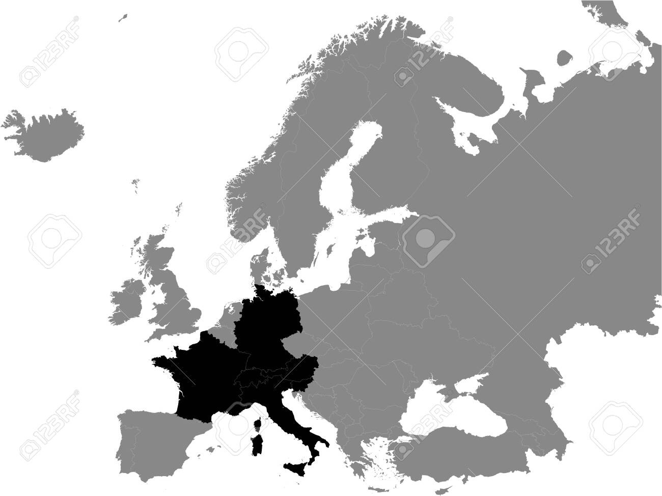 detailed black flat political map of alpine countries austria inside map of france germany switzerland austria and italy Detailed Black Flat Political Map Of Alpine Countries (Austria inside Map of France Germany Switzerland Austria and Italy
