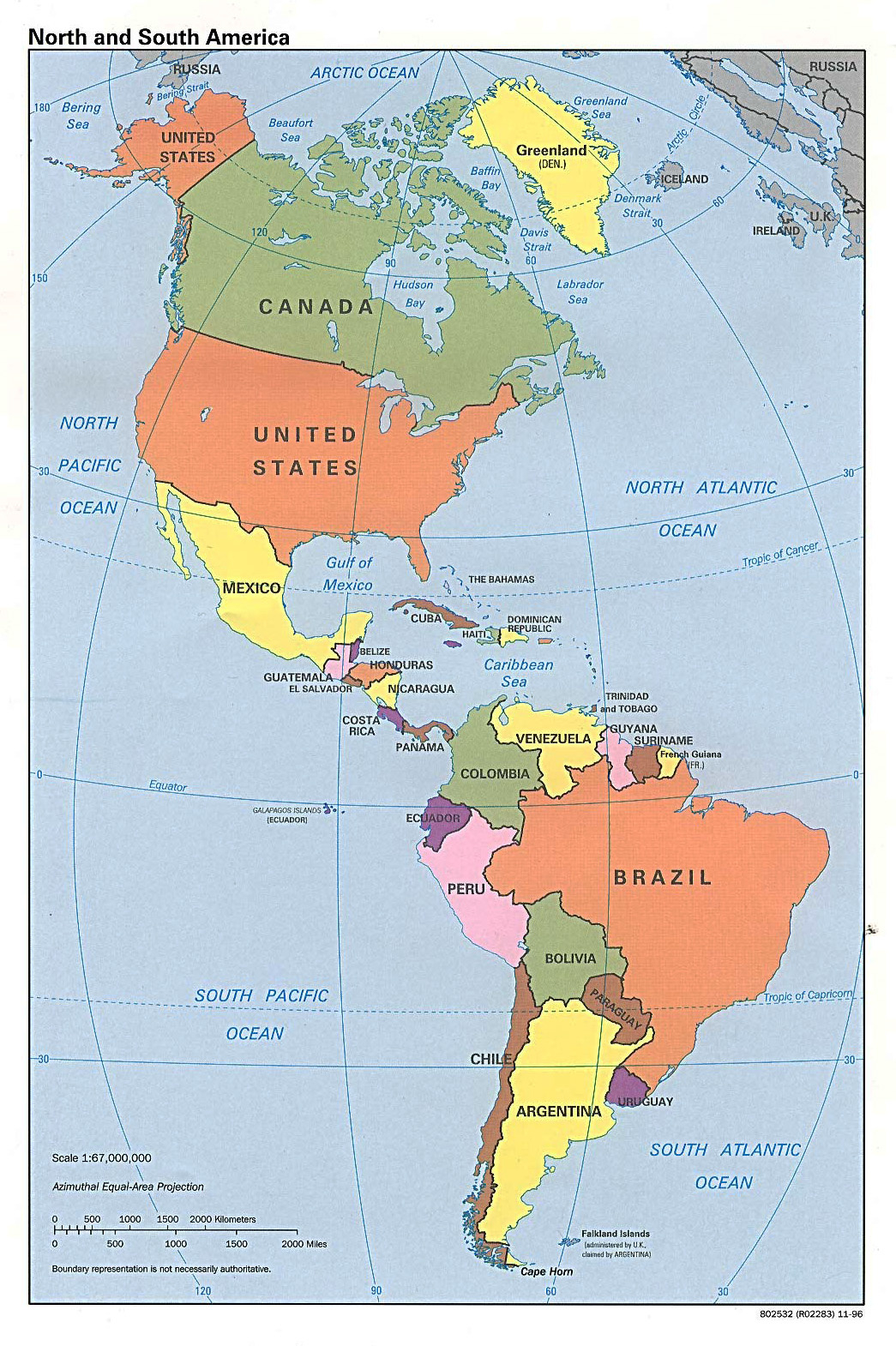Detailed Political Map Of North And South America – 1996 | Vidiani pertaining to Google Maps North And South America