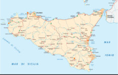 Detailed Road Map Island Sicily Italy Royalty Free Vector with Detailed Map of Italy and Sicily
