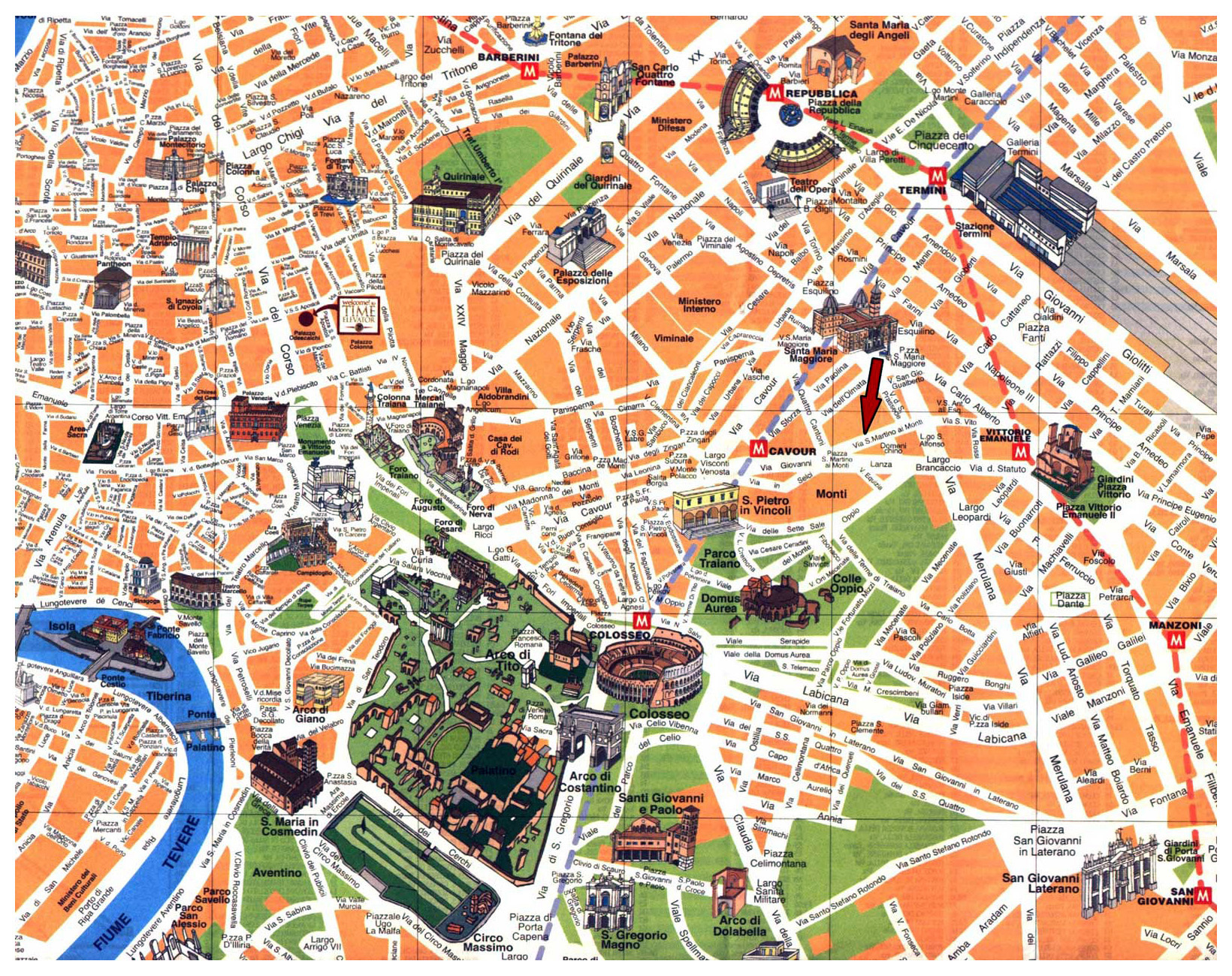 Detailed Tourist Map Of Rome City Center | Rome | Italy | Europe with Map Of Central Rome Italy