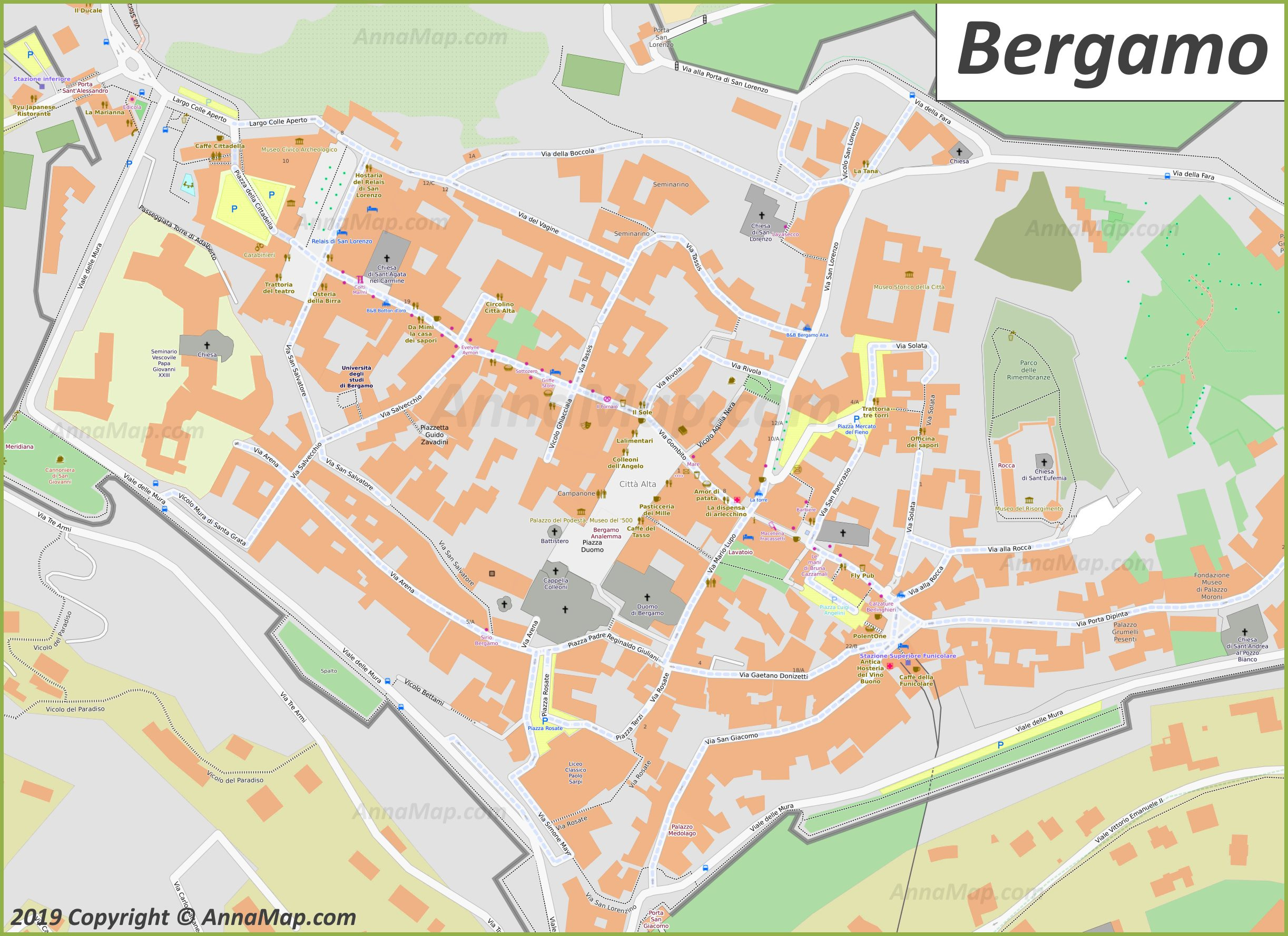 Detailed Tourist Maps Of Bergamo | Italy | Free Printable Maps Of in City Map Of Bergamo Italy