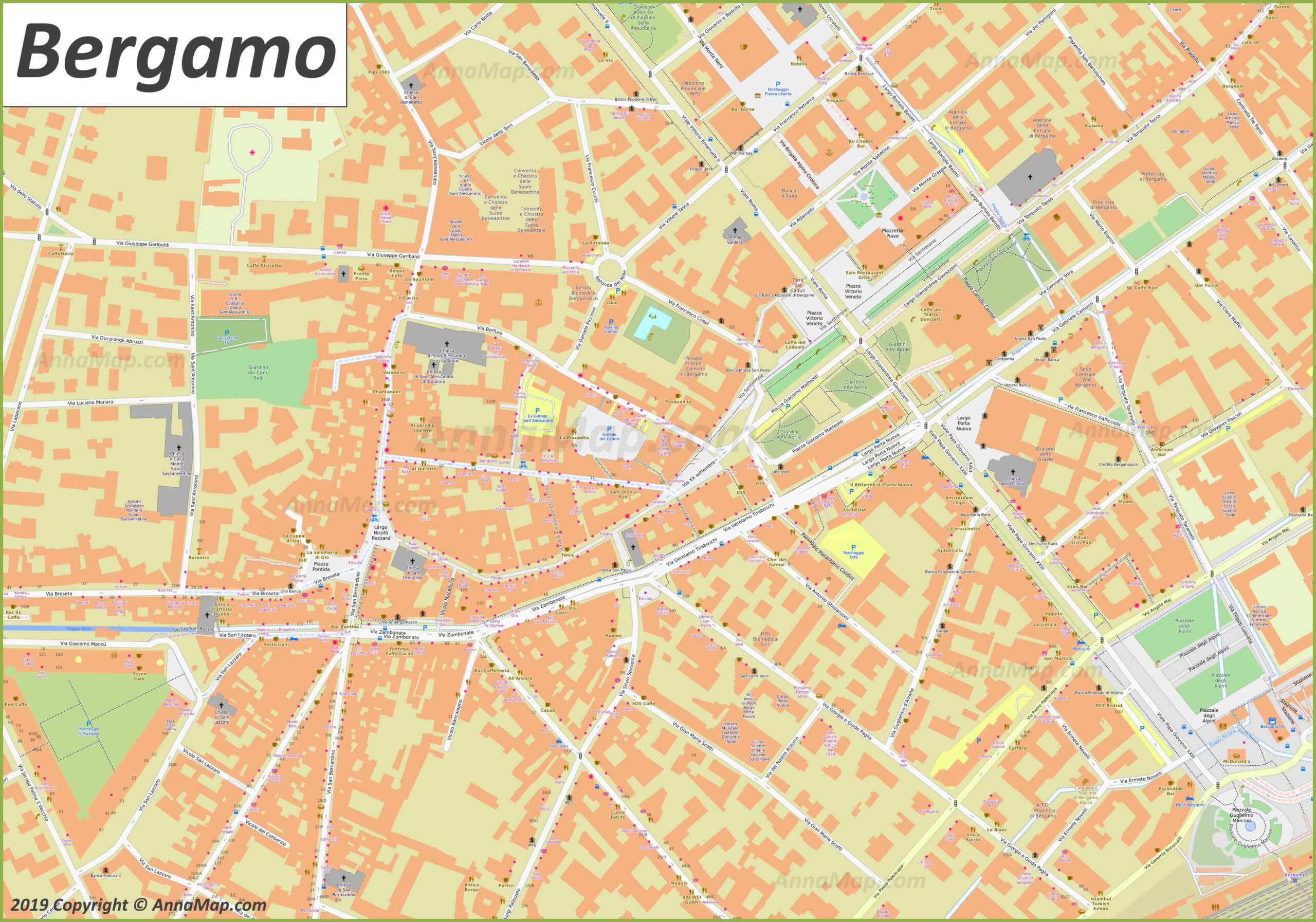 Detailed Tourist Maps Of Bergamo | Italy | Free Printable Maps Of within City Map Of Bergamo Italy