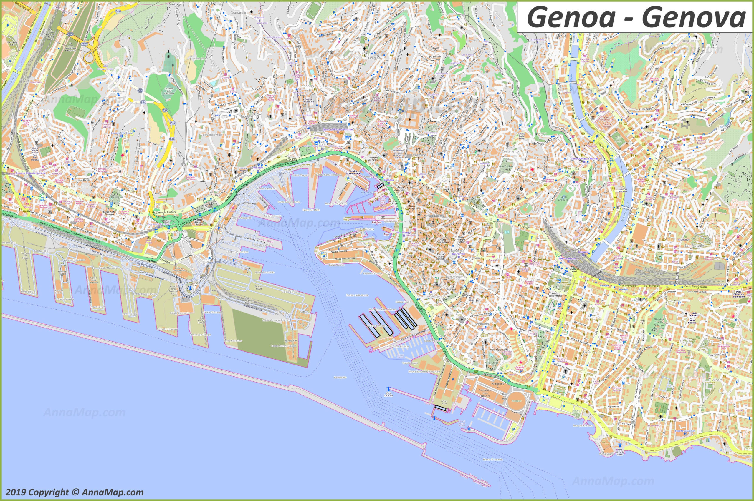 Detailed Tourist Maps Of Genoa | Italy | Free Printable Maps Of inside City Map Of Genoa Italy