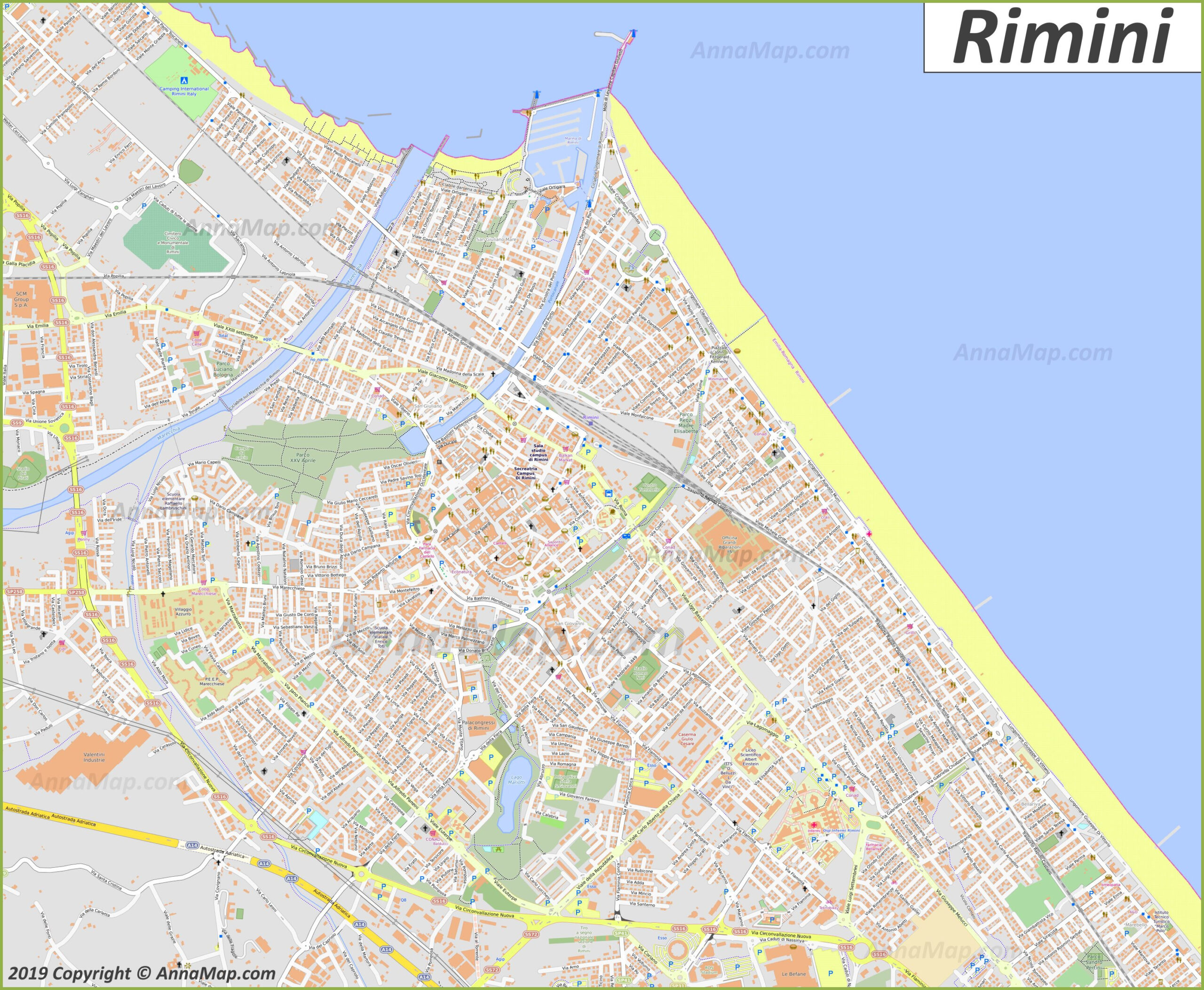 Detailed Tourist Maps Of Rimini | Italy | Free Printable Maps Of regarding Map of Rimini Region Italy