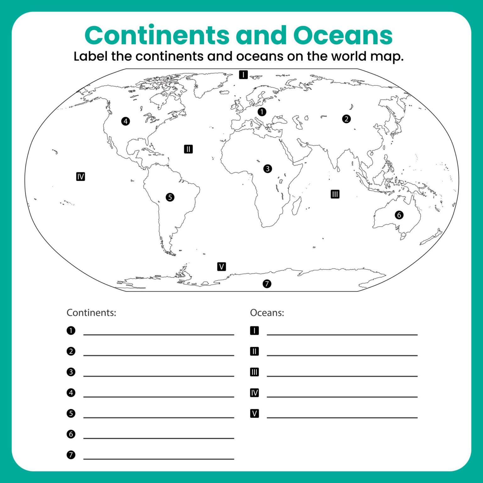 Blank Map Of Continents And Oceans Printable | Adams Printable Map