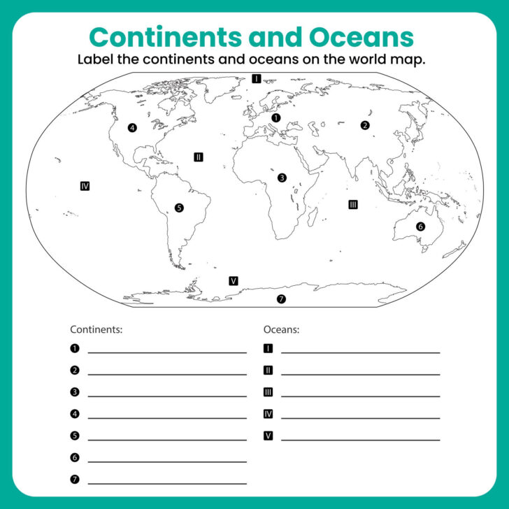 Continents and Oceans Blank Map Printable Continents and Oceans Blank Map Printable