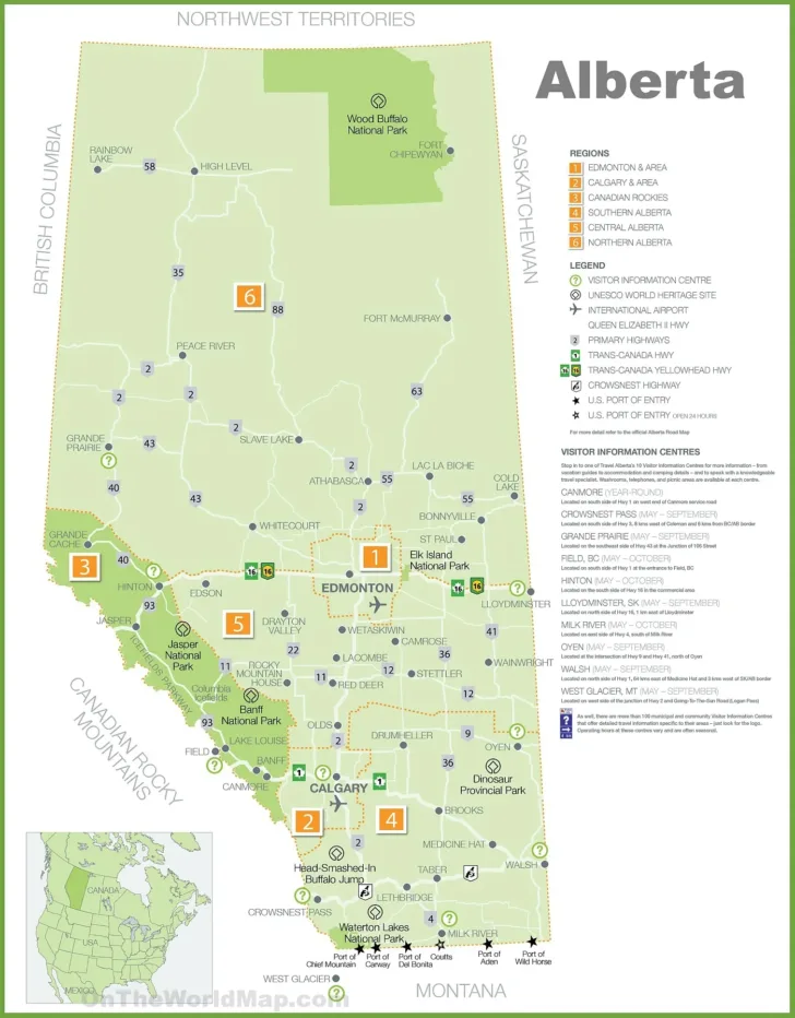 Printable Map of Alberta