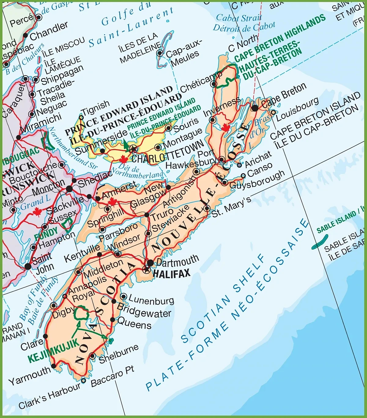 Discover The Natural Beauty Of Nova Scotia&amp;#039;S National Parks With with Printable Tourist Map of Nova Scotia