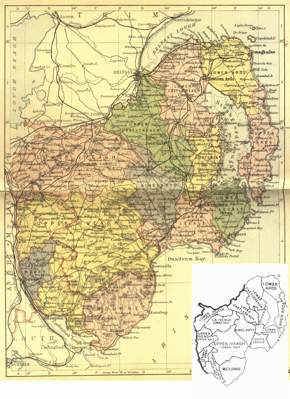 Down Maps with Map of County Down Northern Ireland