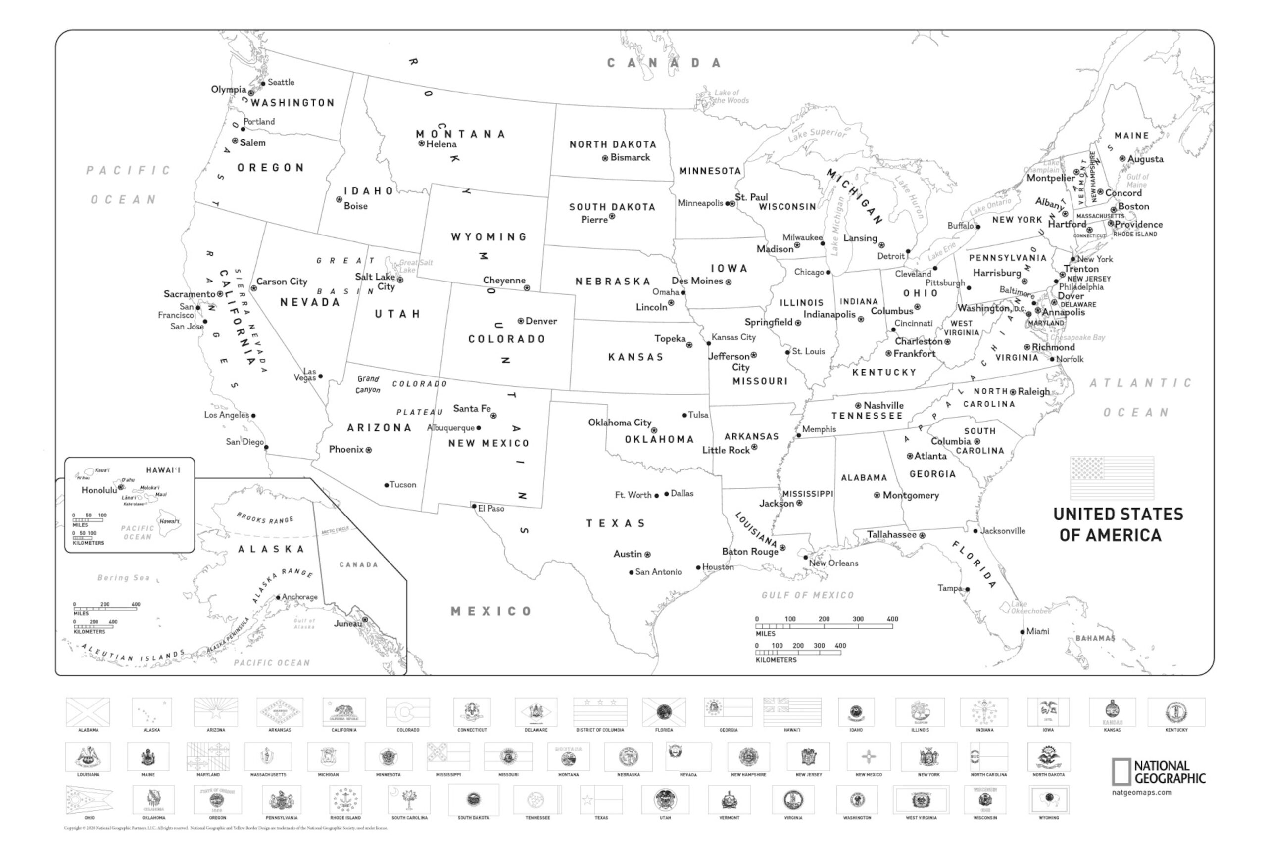 Download And Color A Free World Or United States Map With Flags throughout Printable United States Map Coloring Page