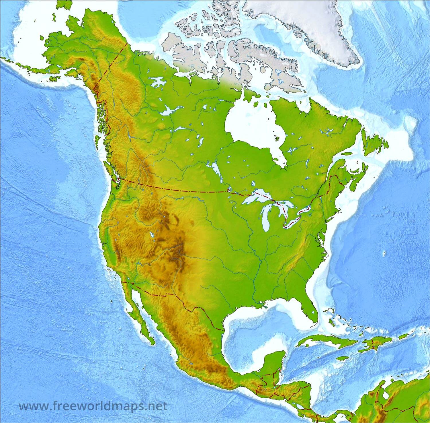 Download Free North America Maps regarding Free Printable Blank Map Of North America