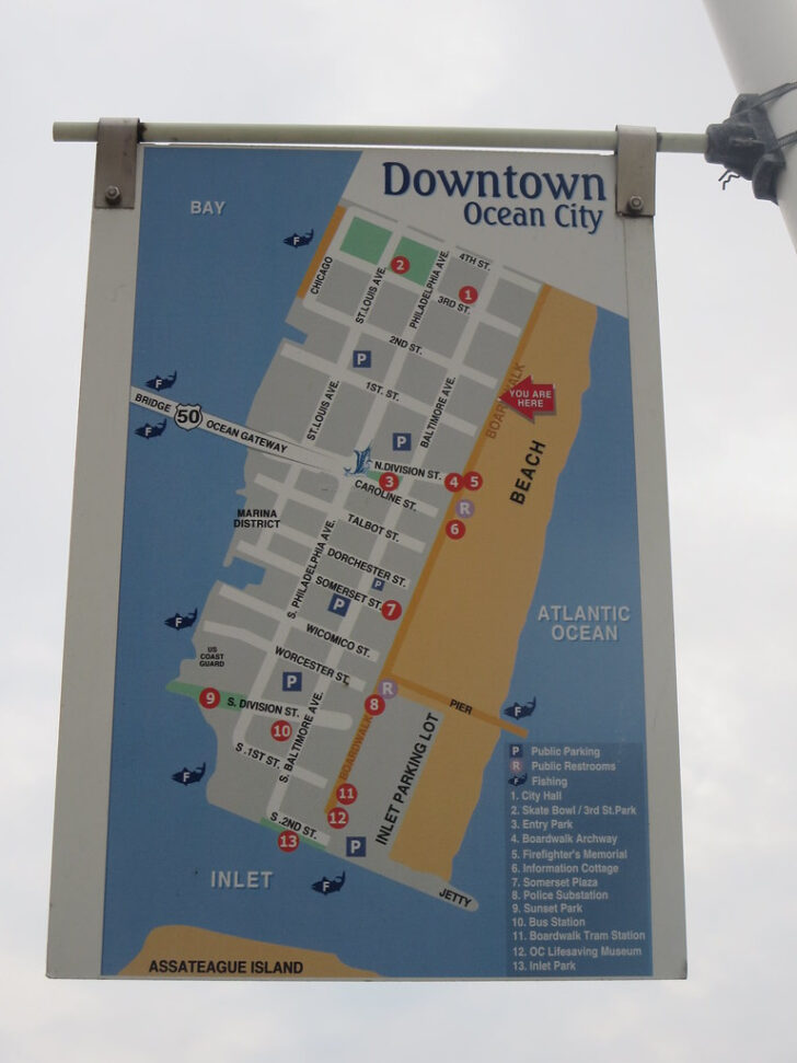 Ocean City Maryland Boardwalk Streets Map