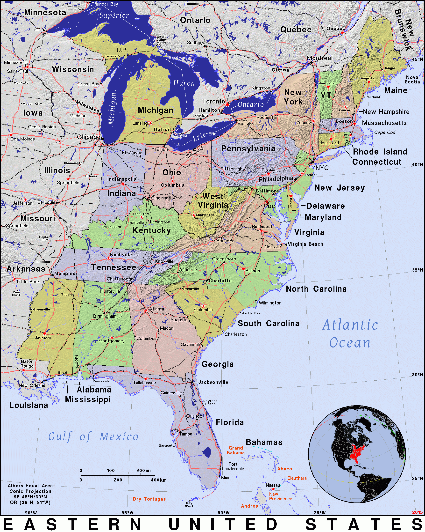 Eastern United States · Public Domain Mapspat, The Free, Open in Map of Eastern United States Printable