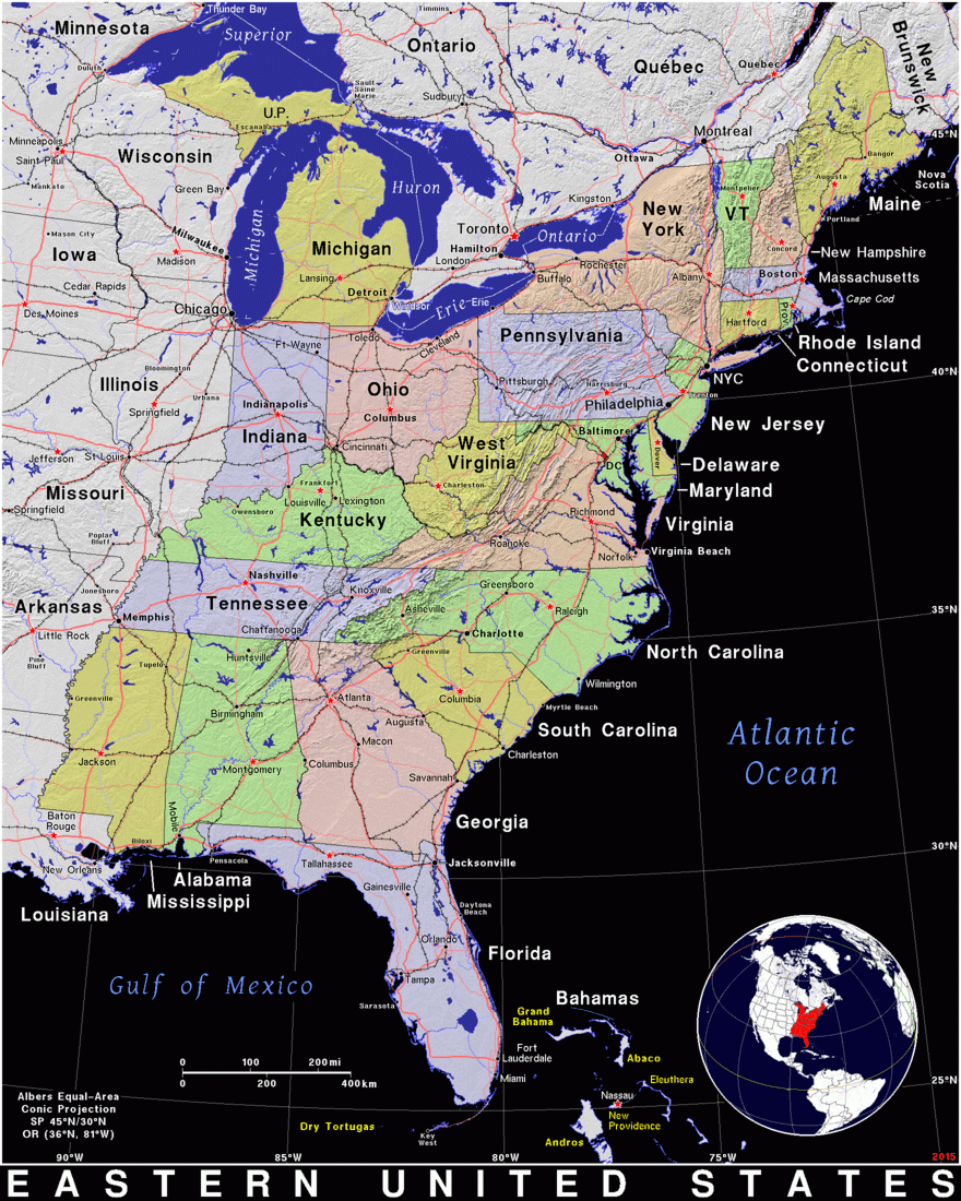 Eastern United States · Public Domain Mapspat, The Free, Open intended for Map of Eastern United States Printable