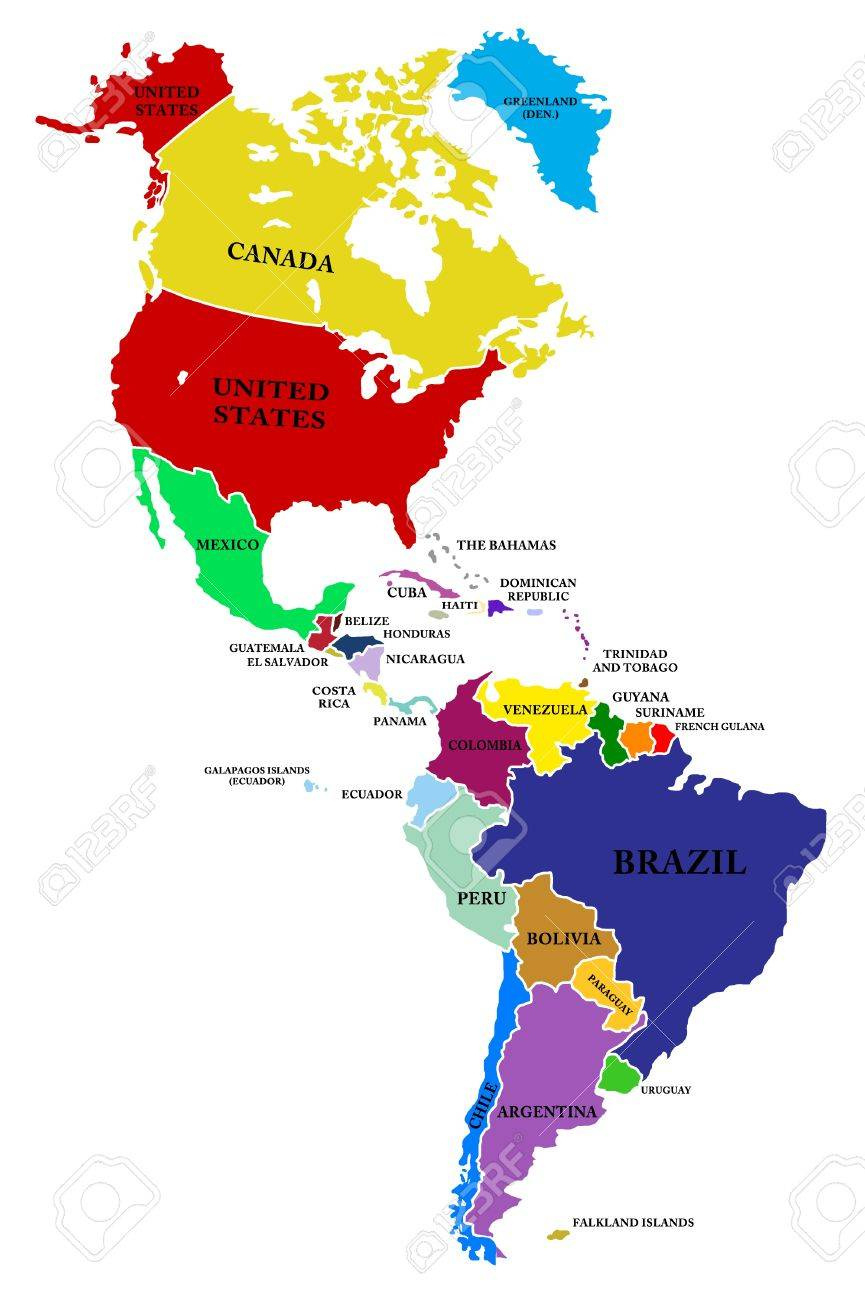 Eine Karte, Nord- Und Südamerika Lizenzfreie Fotos, Bilder Und intended for Free Map of North and South America