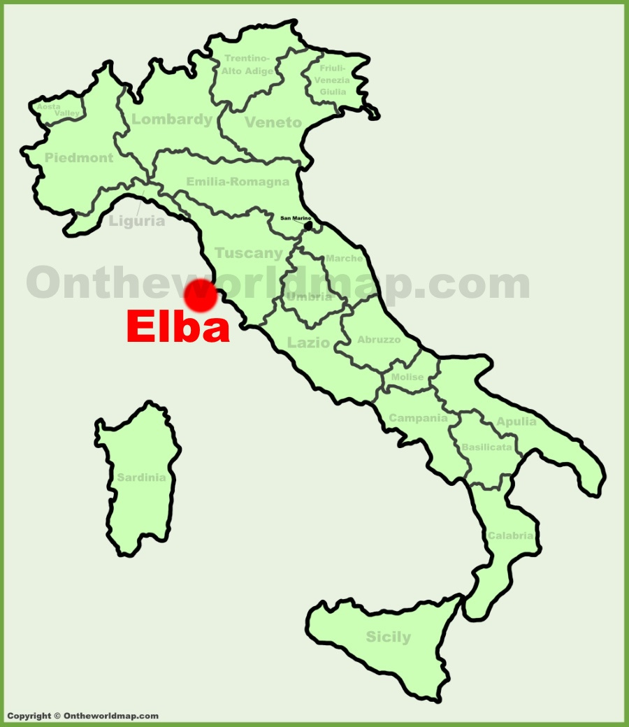 Elba Location On The Italy Map - Ontheworldmap regarding Map Of Elba Island Italy