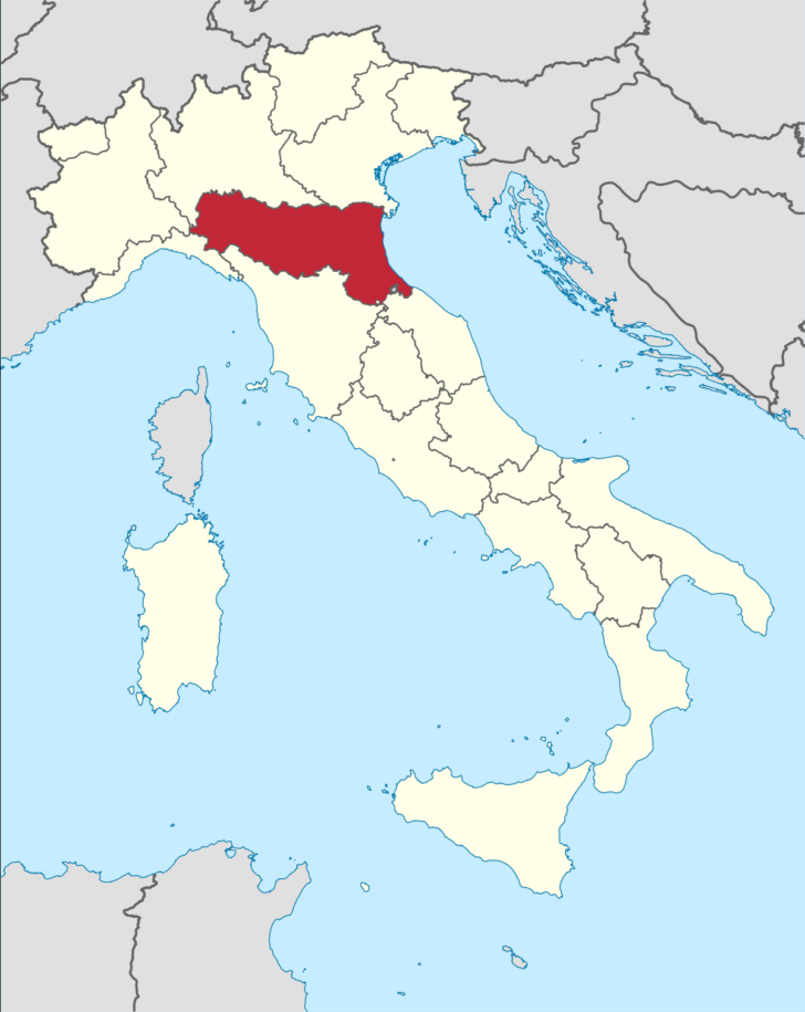 Map of Emilia Romagna Italy