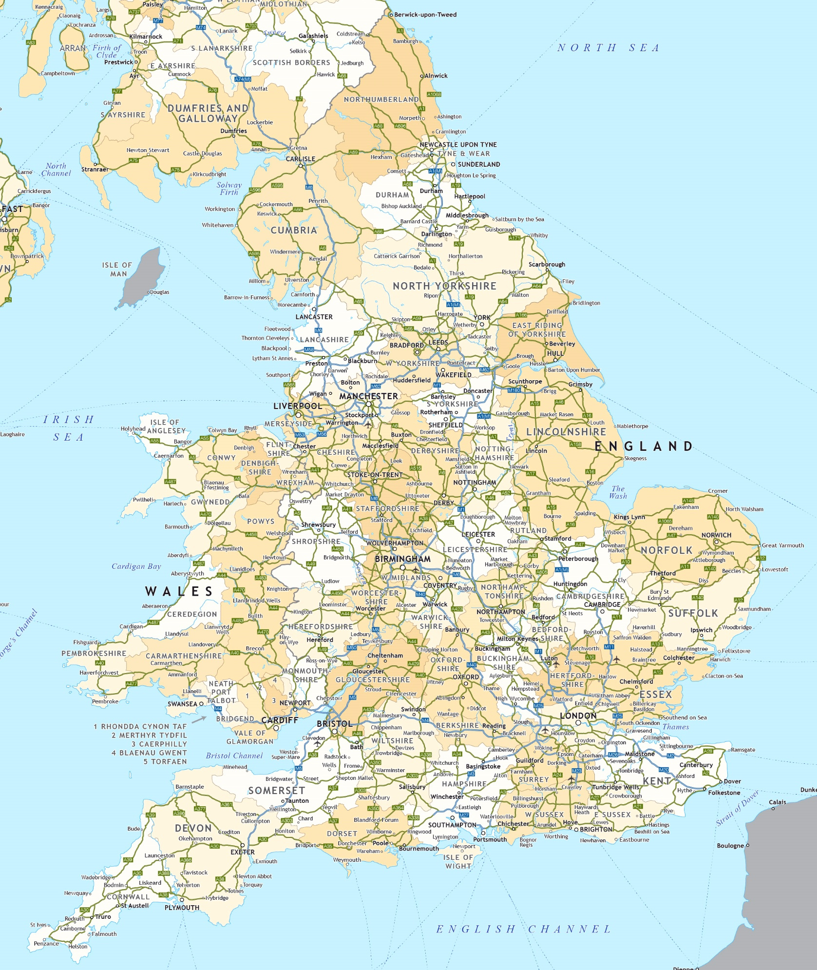England Road Map - Ontheworldmap pertaining to Driving Map of England and Scotland