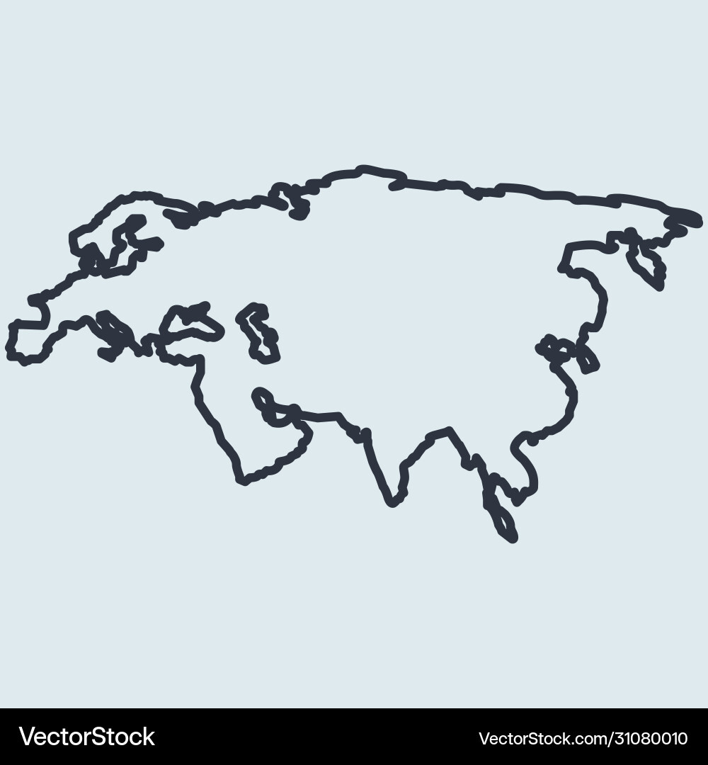 Eurasia Map Logo Line Icon Europe And Asia Simple Vector Image intended for Outline Map of Asia and Europe